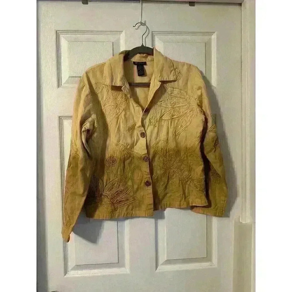 West End Yellow Ombre Embroidered Jacket Women's Medium - Picture 1 of 5